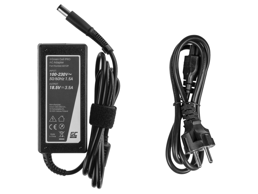 Green Cell PRO polnilec / AC Adapter 18.5V 3.5A 65W za HP 250 G1 255 G1 ProBook 450 G2 455 G2 Compaq Presario CQ56 CQ57 CQ58 (AD12P)