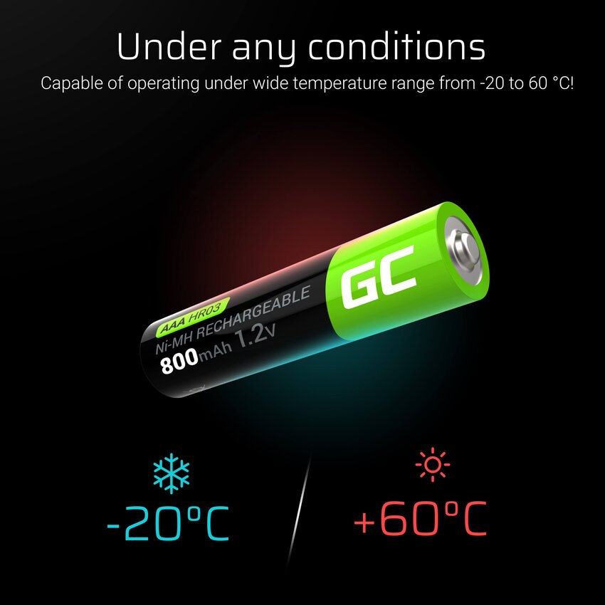 Green Cell Rechargeable baterijas 4x AAA HR03 800mAh (GR04)
